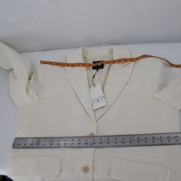 NEW Zara blazer womens M-L oversize blazer with a johnny collar two button peak - Picture 12 of 16